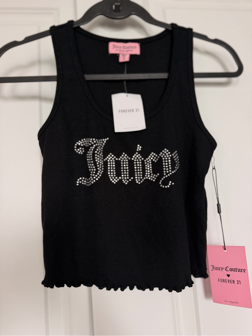 NWT Juicy Couture x Forever 21 Black Rhinestone 'Juicy' Tank Top